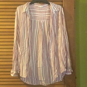 Pink/white stripe button up